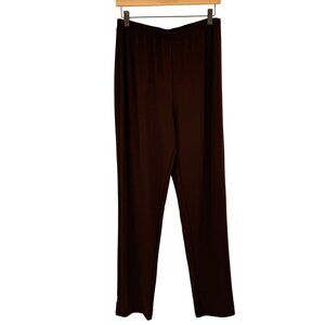 Susan Graver Essentials Womens Brown Elastic Waist Pants MT Nylon & Spandex